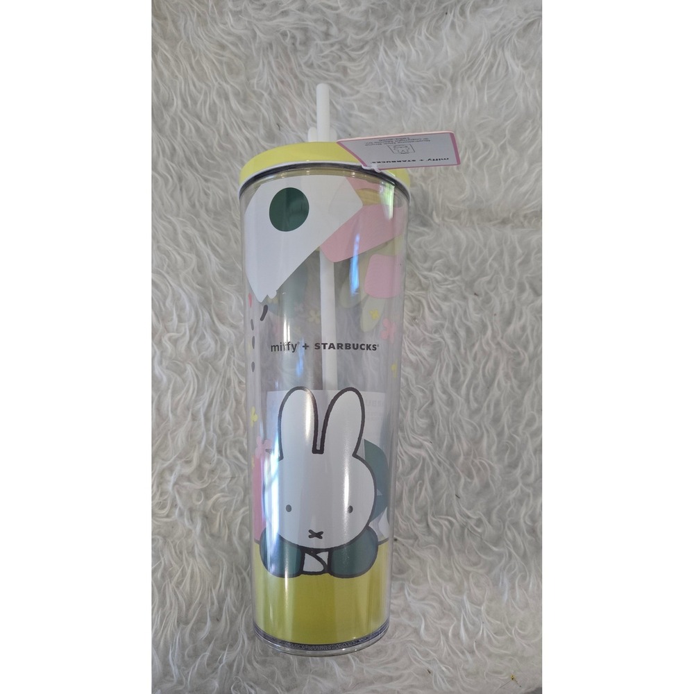 Starbucks x Miffy Cold Cup Tumbler 24oz 710mL Bunny Straw Topper New 2024